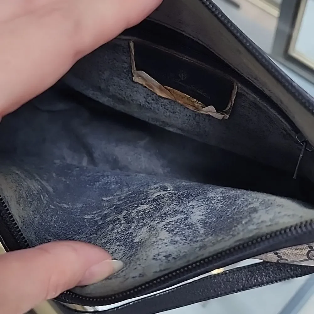 Authentic Vintage Gucci Sherry Blue Red Monogram Crossbody Purse Bag - Picture 5 of 10